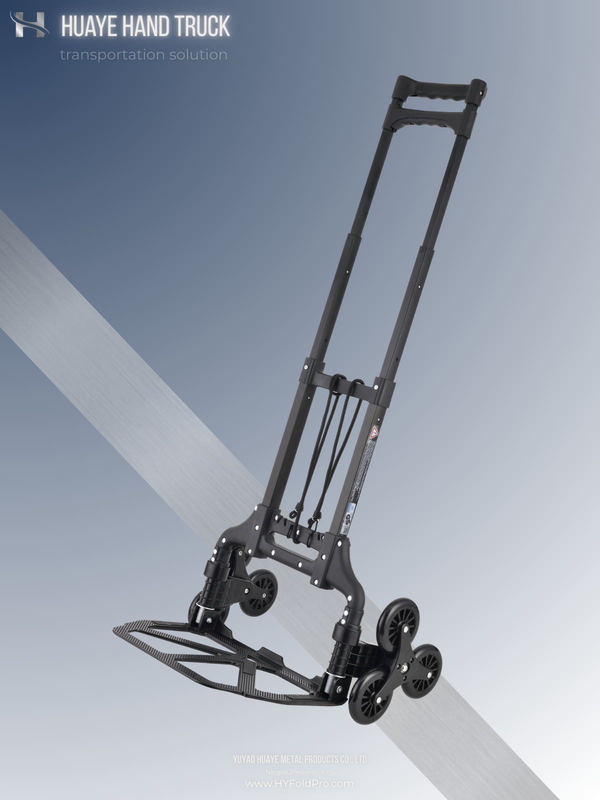 Yuyao HuaYe hand truck -70kg Folding Stair Climbing Hand Truck – 6-Wheel Portable Dolly for Easy Moving & Delivery on Stairs