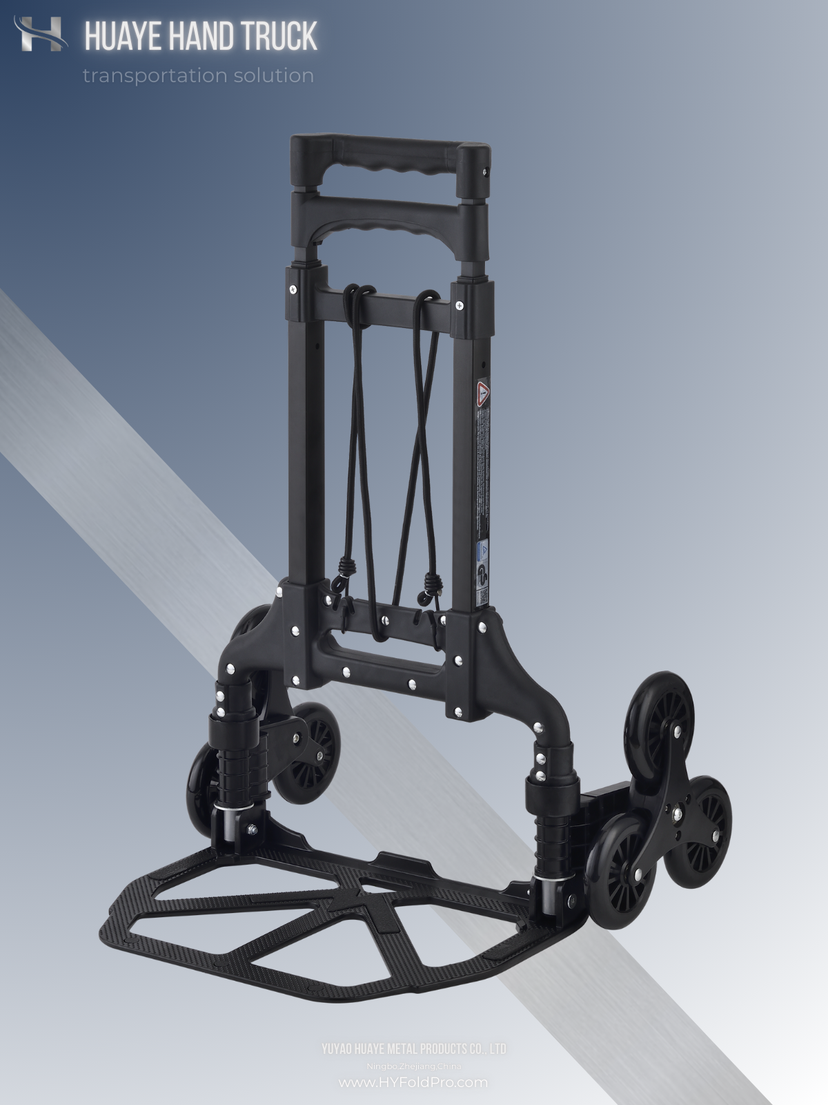 Yuyao HuaYe hand truck -70kg Folding Stair Climbing Hand Truck – 6-Wheel Portable Dolly for Easy Moving & Delivery on Stairs