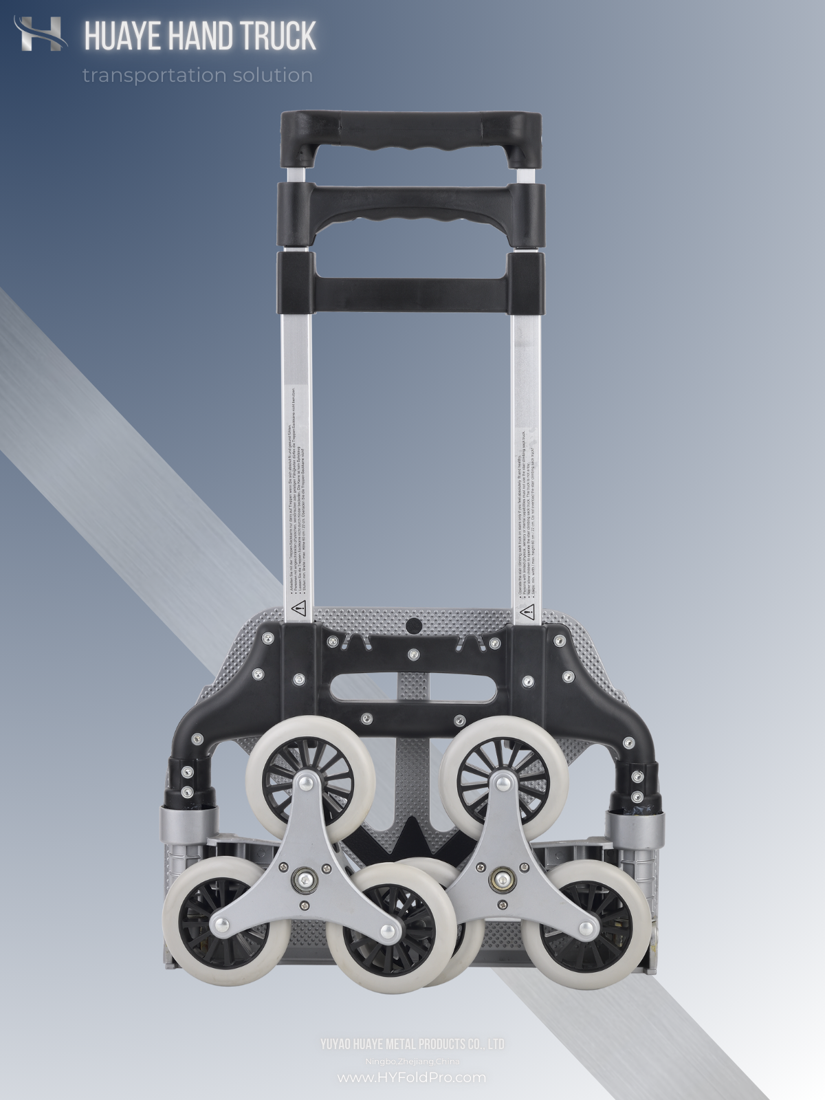 Yuyao HuaYe hand truck -Folding Stair Climbing Hand Truck – 6-Wheel Lightweight Trolley, 70kg Capacity for Home, Office & Travel