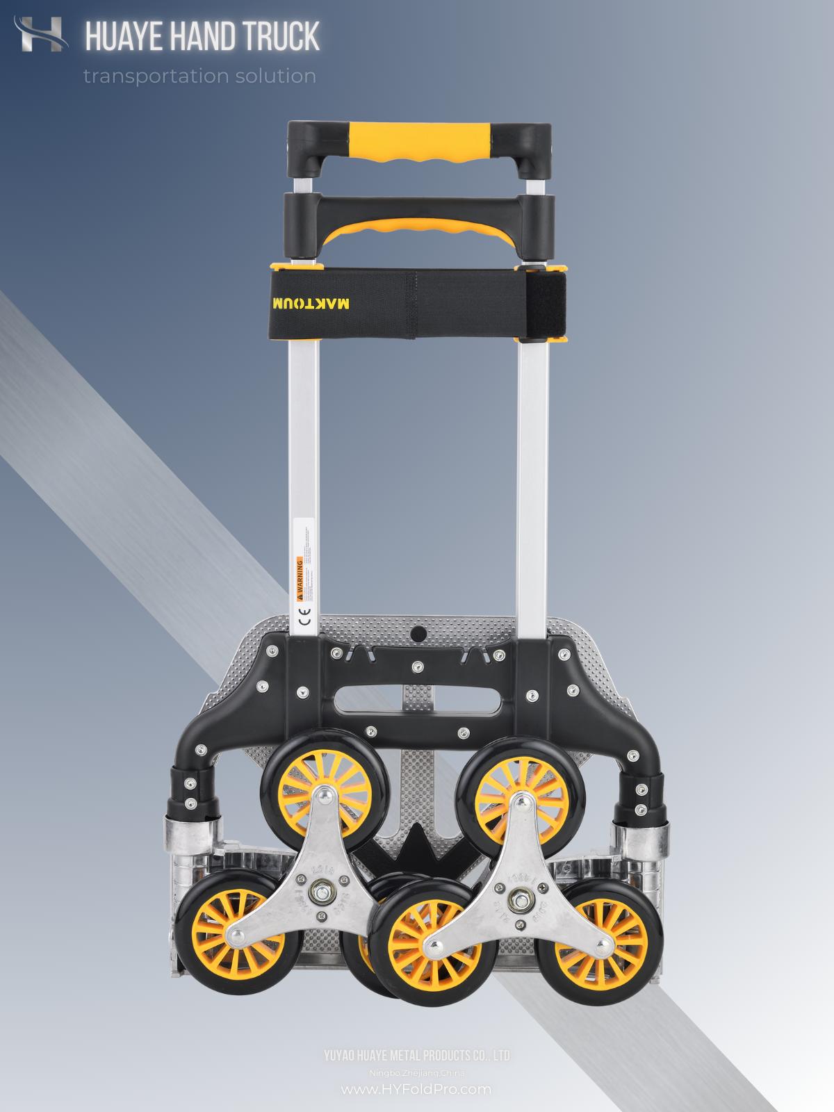 Yuyao HuaYe hand truck -70kg Heavy-Duty Folding Hand Truck with Hook & Loop Fastener – Vibration Polished Aluminum Frame for Smooth Transport