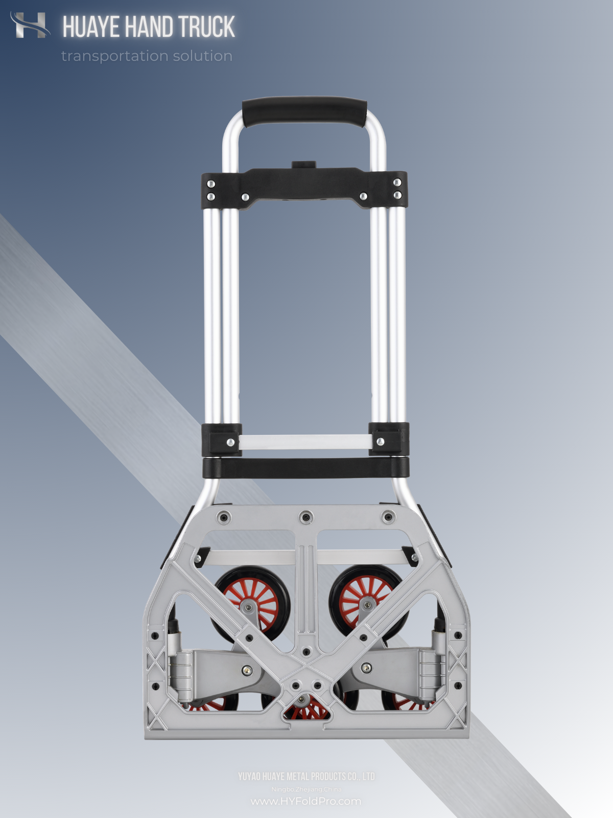 Yuyao HuaYe hand truck -90kg Aluminum Stair Climbing Hand Truck – 6-Wheel Folding Trolley with Anti-Slip Aluminum Base for Home, Office & Delivery