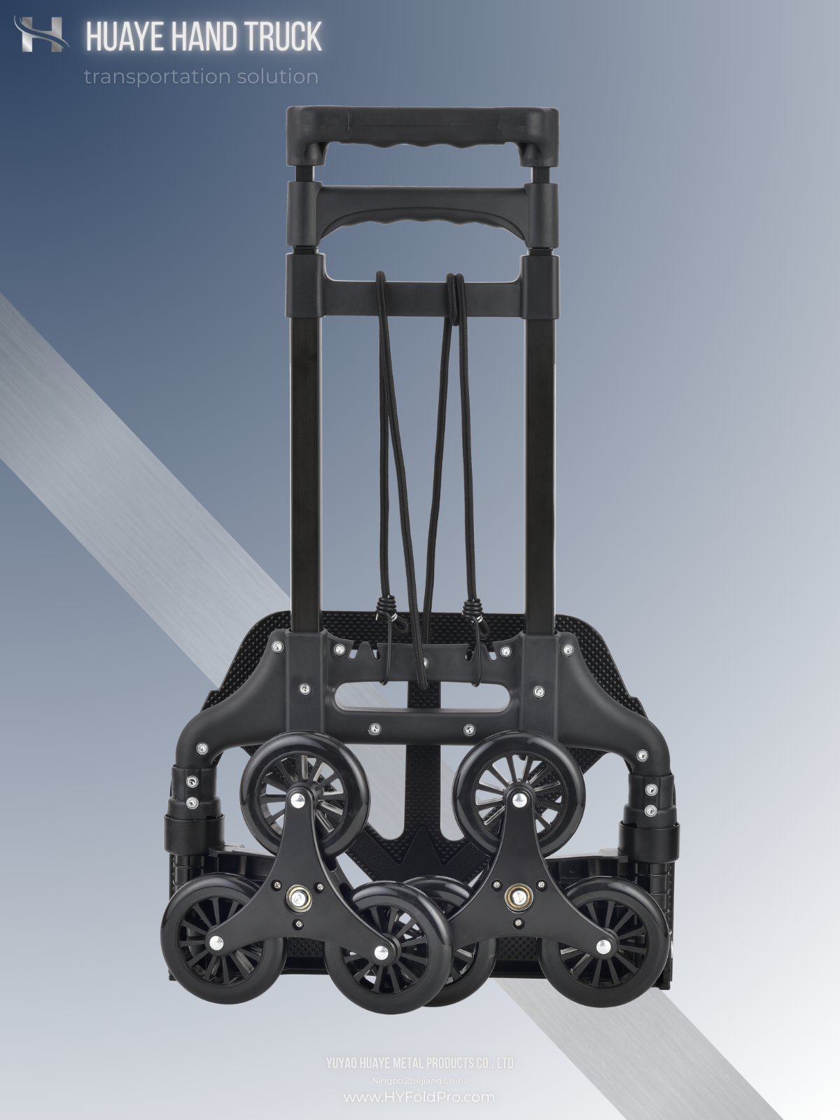 Yuyao HuaYe hand truck -70kg Folding Stair Climbing Hand Truck – 6-Wheel Portable Dolly for Easy Moving & Delivery on Stairs