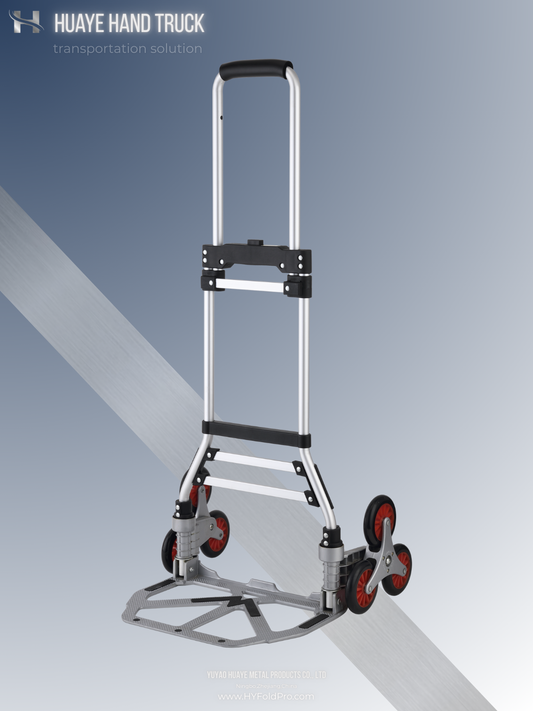 90kg Aluminum Stair Climbing Hand Truck – 6-Wheel Folding Trolley with Anti-Slip Aluminum Base for Home, Office & Delivery