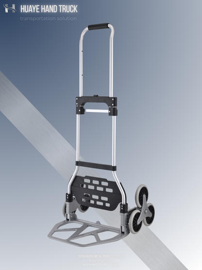 Yuyao HuaYe hand truck -100kg Folding Stair Climber Hand Truck – Heavy Duty 6-Wheel Trolley Cart for Urban Delivery & Household Use