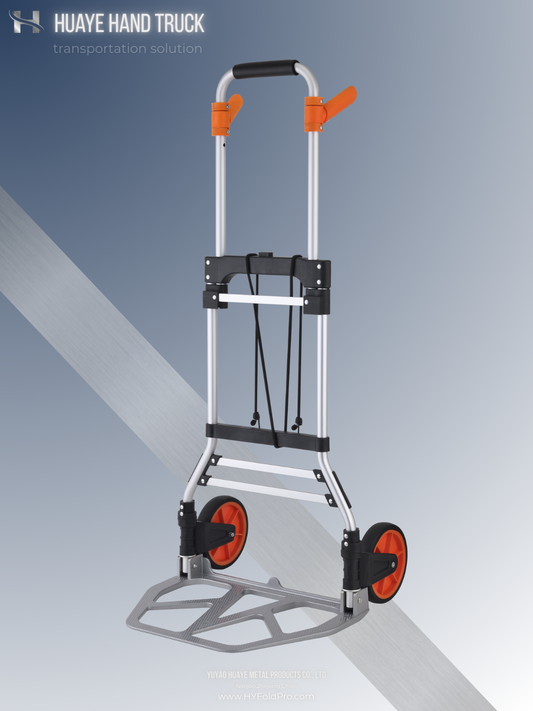 Yuyao HuaYe hand truck -Folding Hand Truck with Handle – Lightweight Aluminum Frame Trolley, 120kg Capacity Utility Cart for Moving & Travel