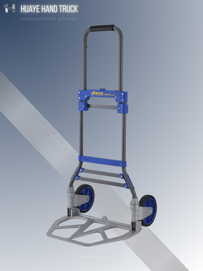 Yuyao HuaYe hand truck -150kg Folding Hand Truck – Steel Tube Frame with Aluminum Wheel Base, Heavy-Duty 2-Wheel Trolley for Industrial & Commercial Use