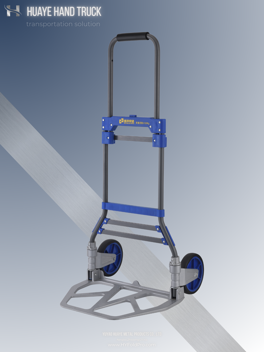 Yuyao HuaYe hand truck -150kg Folding Hand Truck – Steel Tube Frame with Aluminum Wheel Base, Heavy-Duty 2-Wheel Trolley for Industrial & Commercial Use