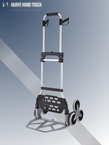 Yuyao HuaYe hand truck -100kg Stair Climbing Hand Truck with 1.3M Tall Handle – Folding 6-Wheel High Reach Trolley for Heavy Duty Moving & Delivery