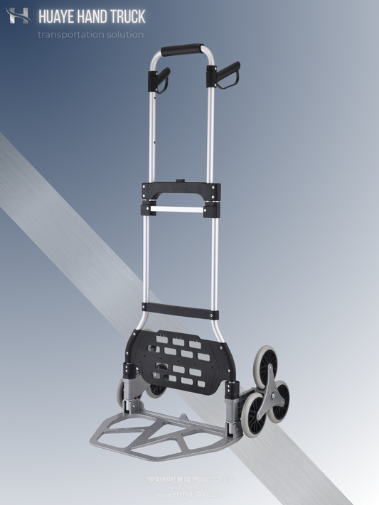 100kg Stair Climbing Hand Truck with 1.3M Tall Handle – Folding 6-Wheel High Reach Trolley for Heavy Duty Moving & Delivery