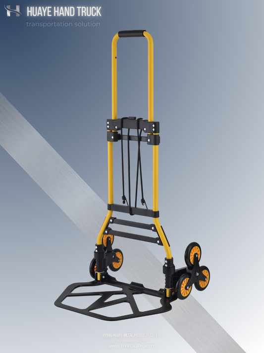 90kg Stair Climbing Folding Hand Truck – Extra-Wide Aluminum Base Trolley with 6-Wheel Tri-Star Design for Easy Transport