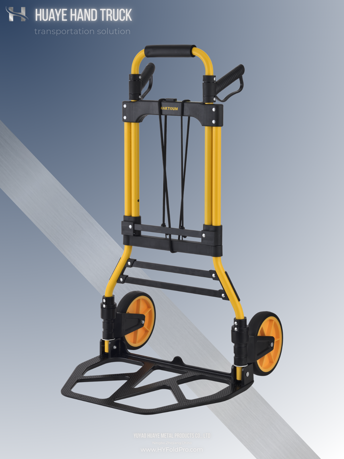 Yuyao HuaYe hand truck -150kg Folding Aluminum Hand Truck with Handle – Heavy-Duty Portable Dolly Cart for Warehouse, Moving & Delivery