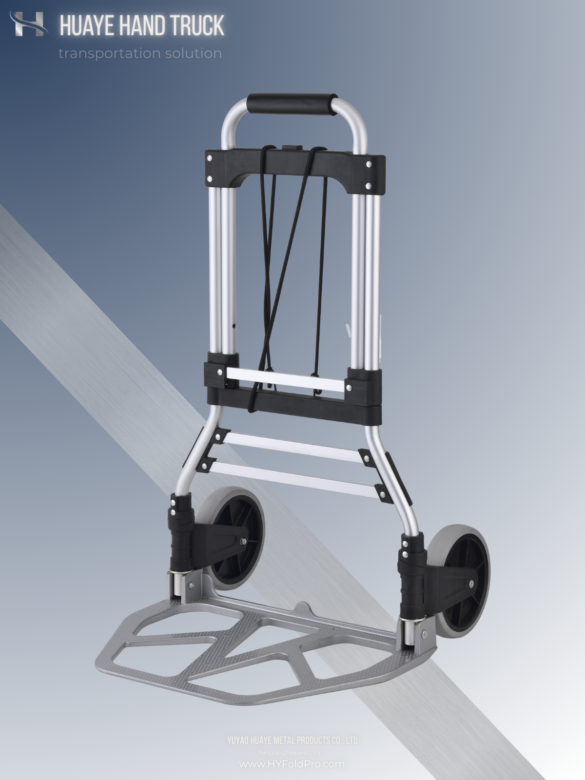Yuyao HuaYe hand truck -Folding Aluminum Hand Truck – Heavy-Duty 2-Wheel Dolly Cart, 120kg Capacity, Lightweight & Portable