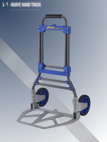 Yuyao HuaYe hand truck -150kg Folding Hand Truck – Steel Tube Frame with Aluminum Wheel Base, Heavy-Duty 2-Wheel Trolley for Industrial & Commercial Use