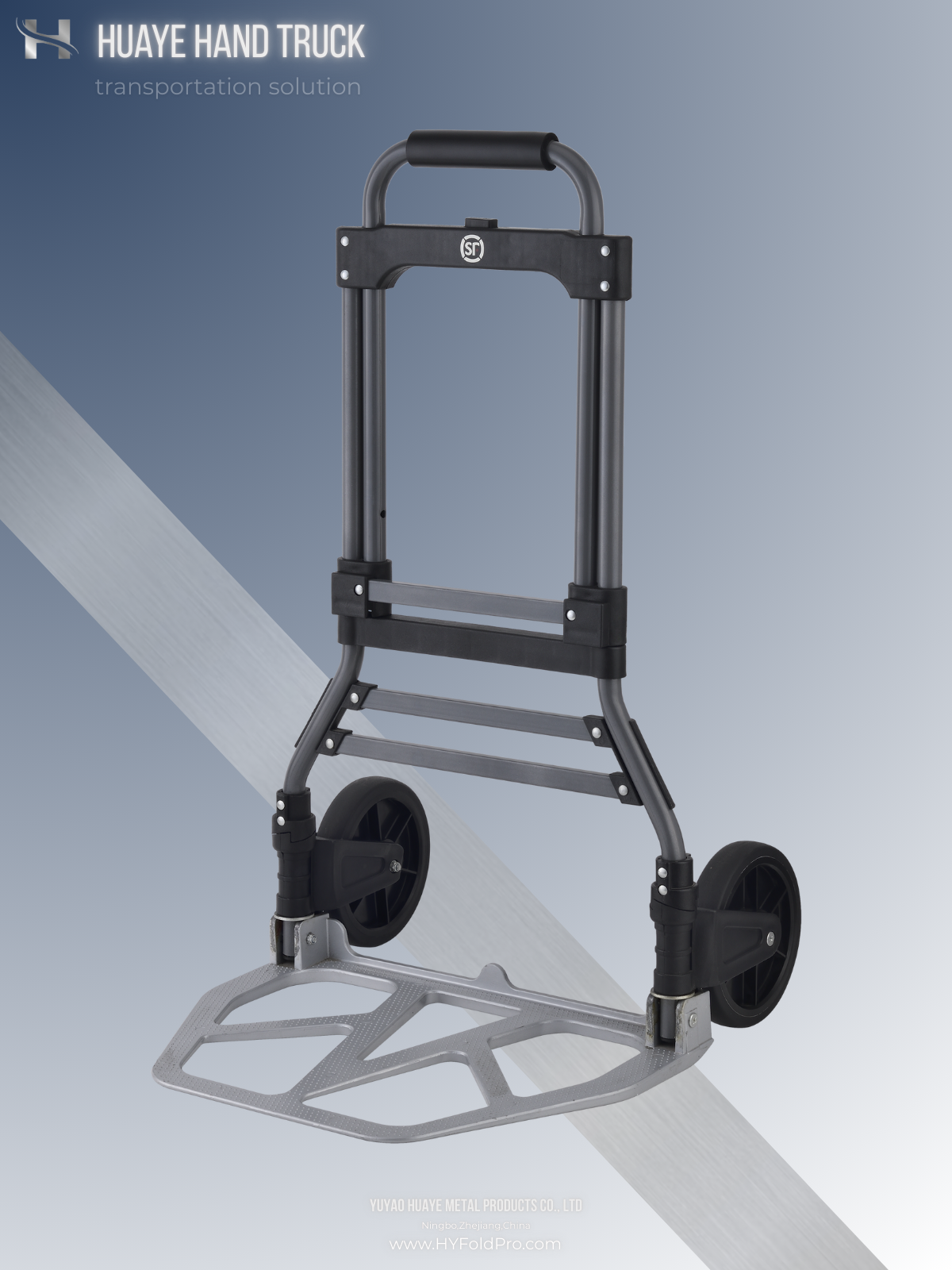 Yuyao HuaYe hand truck -125kg Folding Steel Hand Truck – Heavy-Duty 2-Wheel Trolley for Home, Warehouse, and Delivery Use