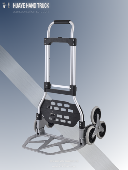 Yuyao HuaYe hand truck -100kg Folding Stair Climber Hand Truck – Heavy Duty 6-Wheel Trolley Cart for Urban Delivery & Household Use