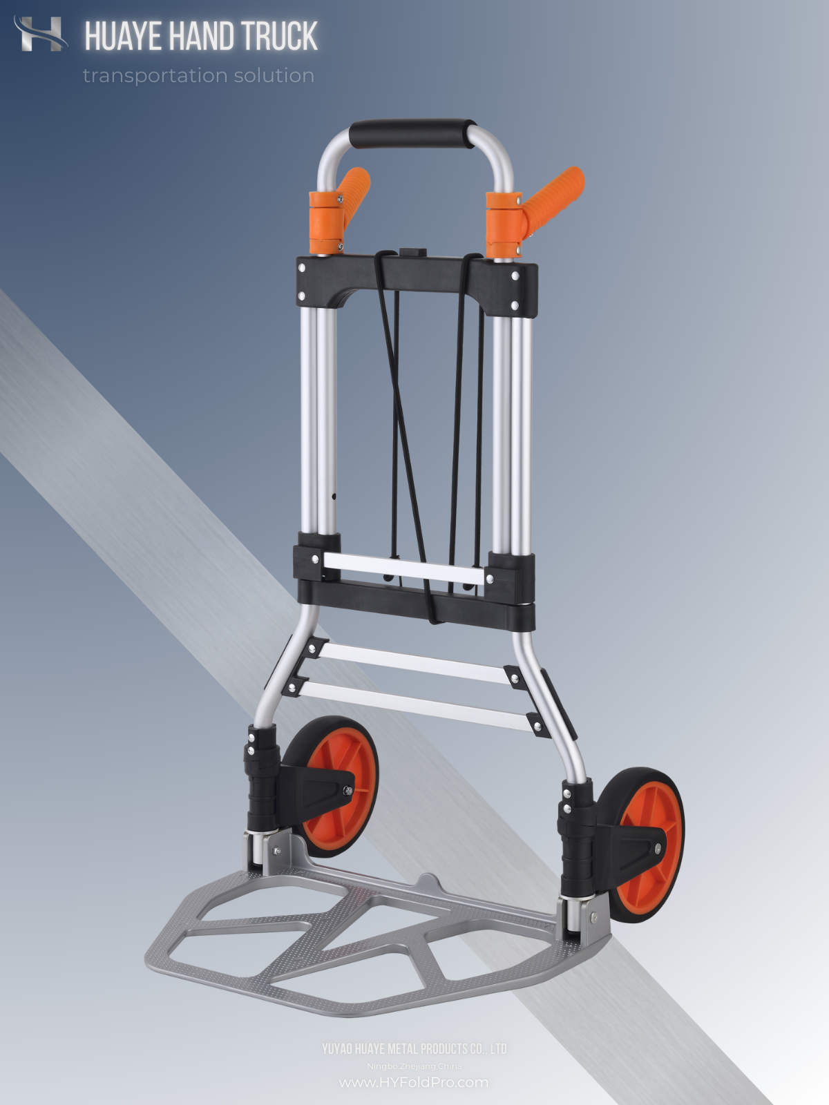 Yuyao HuaYe hand truck -Folding Hand Truck with Handle – Lightweight Aluminum Frame Trolley, 120kg Capacity Utility Cart for Moving & Travel