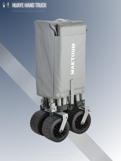 Yuyao HuaYe hand truck -Lightweight 100kg Aluminum Camping Wagon – Foldable Outdoor Utility Cart for Beach, Picnic, and Gear Hauling