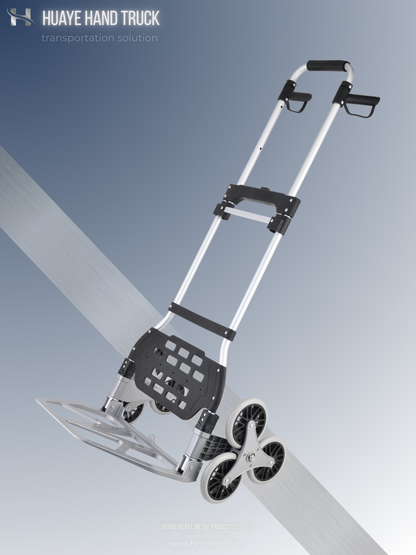 Yuyao HuaYe hand truck -100kg Stair Climbing Hand Truck with 1.3M Tall Handle – Folding 6-Wheel High Reach Trolley for Heavy Duty Moving & Delivery