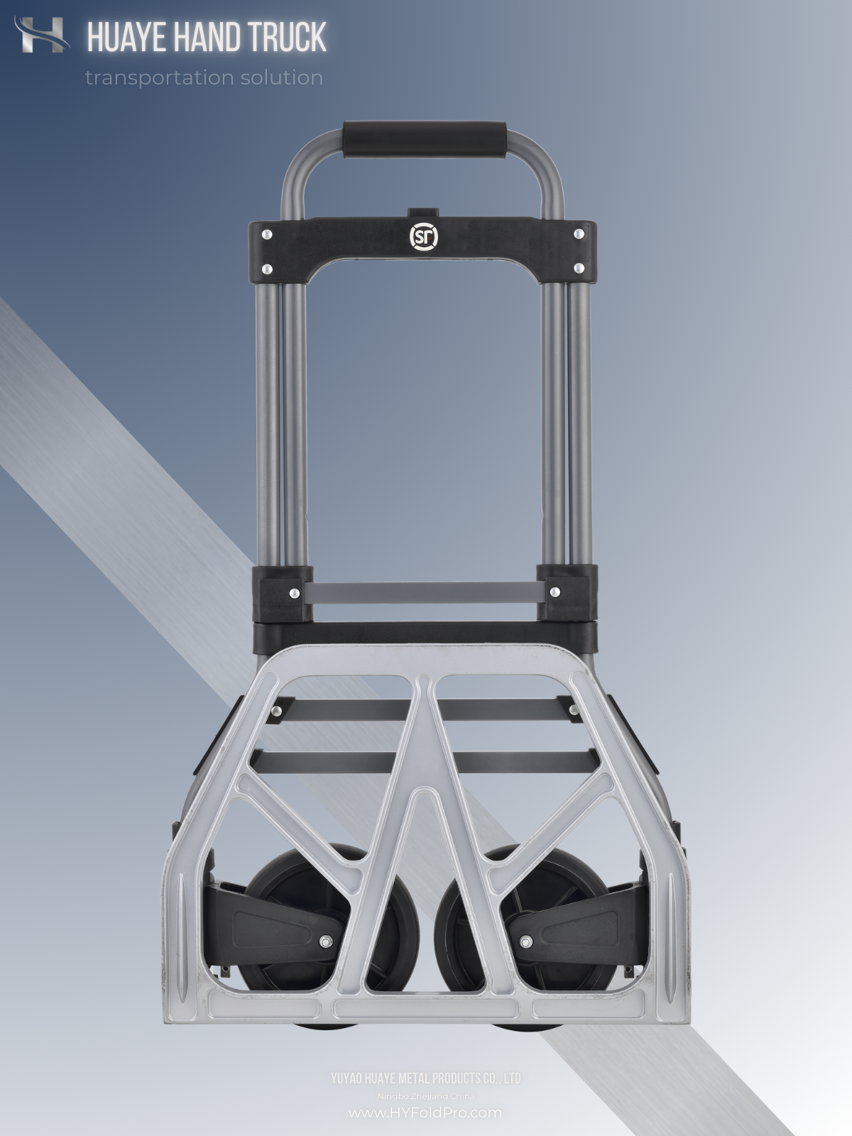 Yuyao HuaYe hand truck -125kg Folding Steel Hand Truck – Heavy-Duty 2-Wheel Trolley for Home, Warehouse, and Delivery Use